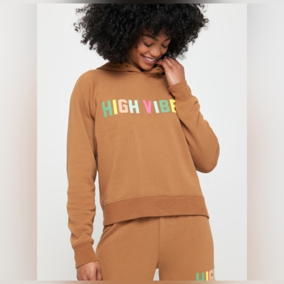 Spiritual Gangster  "High Vibes" Harper Hoodie In Light Brown- Cozy!! - Picture 1 of 7
